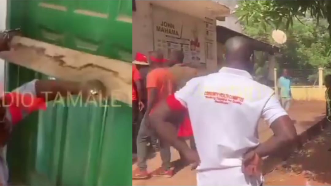 Video: Angry NDC youth lock up party office, as executives turn it into boxing ring